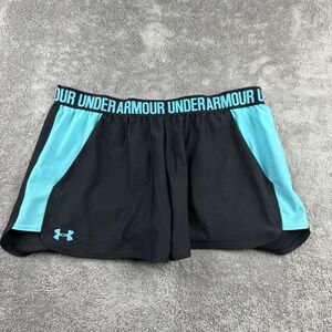 Under Armour Play‎ Up 2.0 Shorts Womens XL Black Blue Heatgear Loose